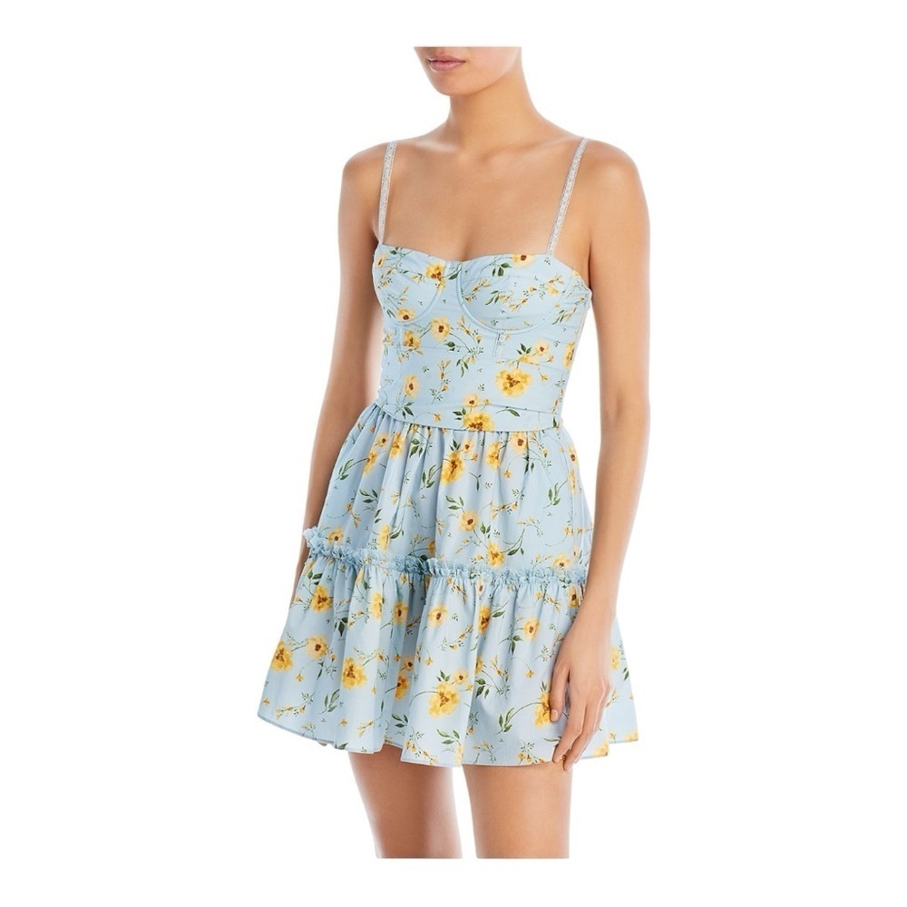 Aqua Floral Print Bustier Mini Dress - 100% Exclusive
